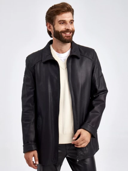 Кожаная куртка мужская 522, черная, размер 50, артикул 29340-6