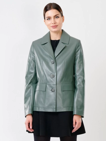 Женский кожаный пиджак 3007, оливковый, размер 46, артикул 90711-0