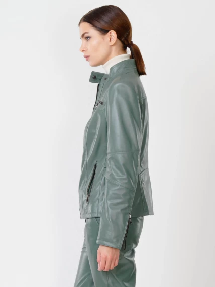 Кожаная куртка женская 301, оливковая, размер 44, артикул 90780-2