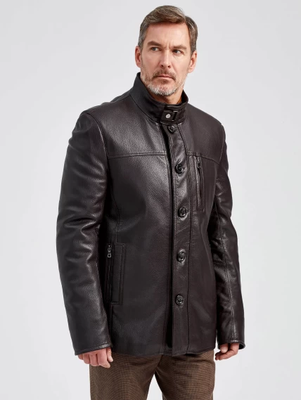 Кожаная куртка утепленная мужская 518ш, коричневая, размер 50, артикул 40470-0