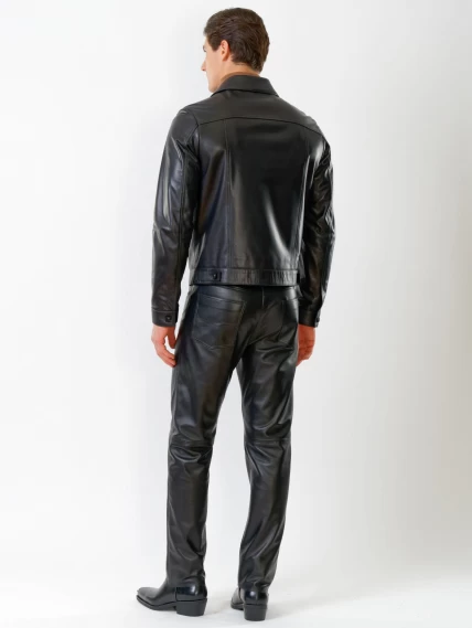 Кожаный комплект мужской: Куртка 550 + Брюки 01, черный, размер 48, артикул 140190-2