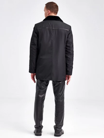 Текстильная зимняя мужская куртка с воротником меха норки 5796, черная, размер 46, артикул 40880-2