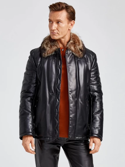 Демисезонный комплект мужской: Куртка утепленная Джастин + Брюки 01, черный, размер 48, артикул 140410-3