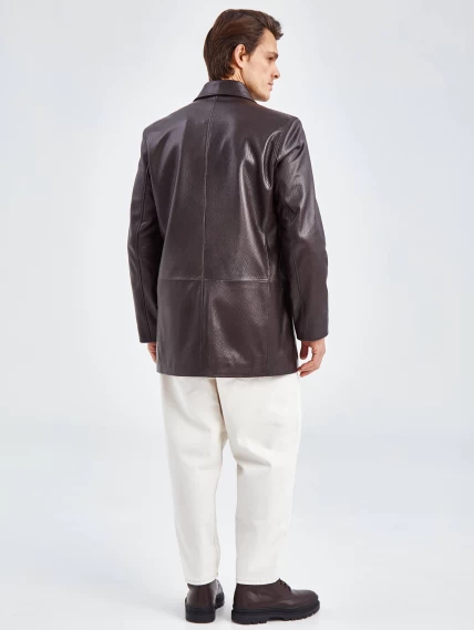 Кожаный пиджак мужской 21/1, коричневый, размер 48, артикул 27300-6