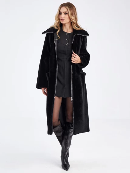 Двустороннее пальто из меховой овчины для женщин премиум класса 2015н, черное, размер 48, артикул 63870-5