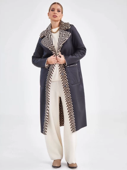Двустороннее женское пальто с воротником из меха норки премиум класса 2003, бежевое, размер 48, артикул 25490-1