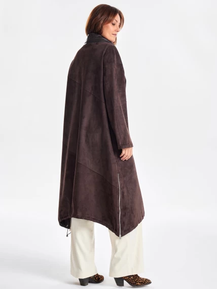 Трендовое женское замшевое пальто оверсайз премиум класса 3061з, коричневое, размер 50, артикул 63430-7