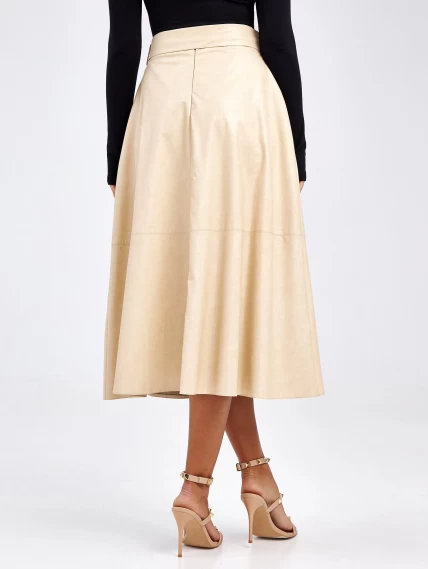 Женские кожаная юбка из экокожи 4820752, молочная, размер 46, артикул 85800-6