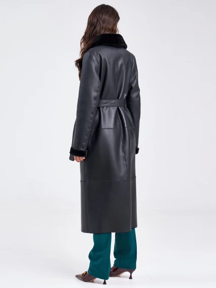 Классическое женское пальто из натуральной овчины премиум класса 2006, черное, размер 48, артикул 63690-2