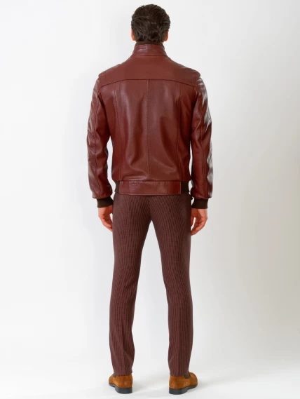 Кожаная куртка бомбер мужская премиум класса 521, коньячная, размер 48, артикул 28631-2