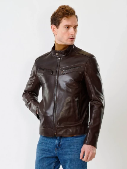 Кожаная куртка мужская 546, коричневая, размер 50, артикул 28460-1