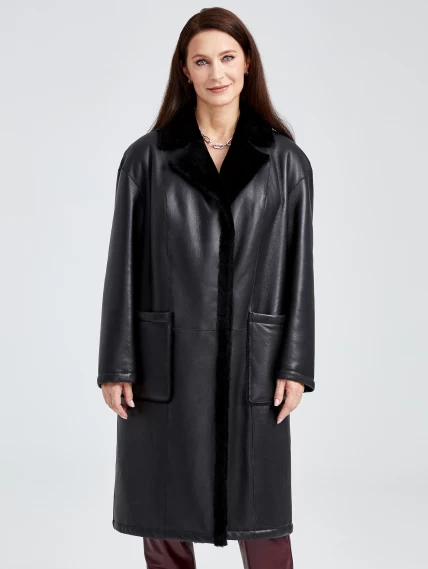 Длинное женское пальто оверсайз премиум класса 2002, черное, размер 50, артикул 62380-6