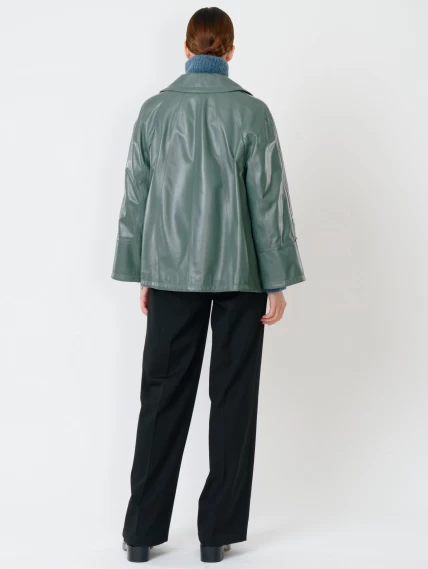Кожаная женская куртка оверсайз 385, оливковая, размер 50, артикул 90860-4