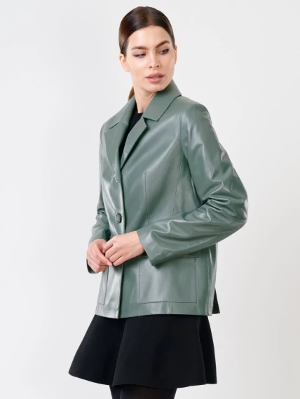 Женский кожаный пиджак 3007, оливковый, размер 46, артикул 90711-6