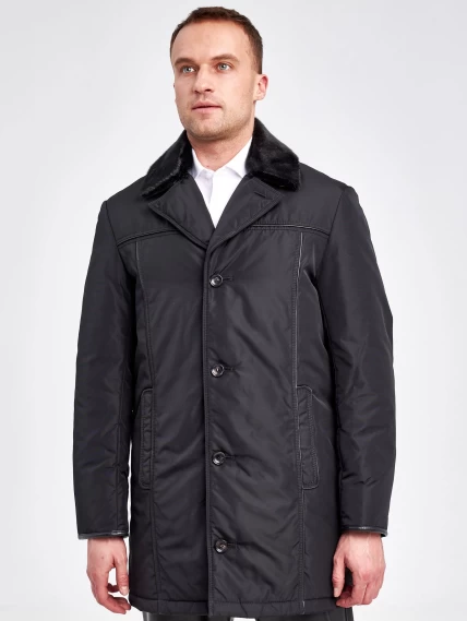 Текстильная зимняя куртка с воротником меха нерпы мужчин Belpasso, черная, размер 48, артикул 40920-3