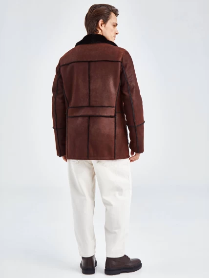 Дубленка пиджак с выпущенным мехом для мужчин премиум класса 434, виски, размер 50, артикул 71440-2