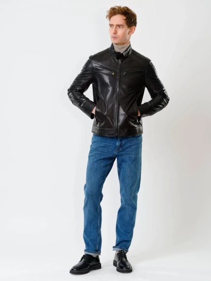 Кожаная куртка мужская 546, черная, размер 50, артикул 28520-3