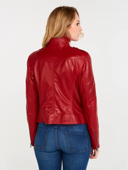 Кожаная куртка женская 399, красная, размер 52, артикул 18370-5