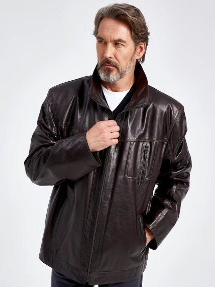 Кожаная куртка мужская 508, коричневая, размер 58, артикул 29570-6