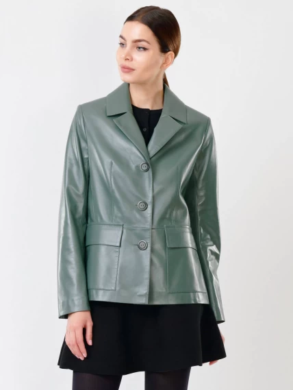 Женский кожаный пиджак 3007, оливковый, размер 46, артикул 90711-5