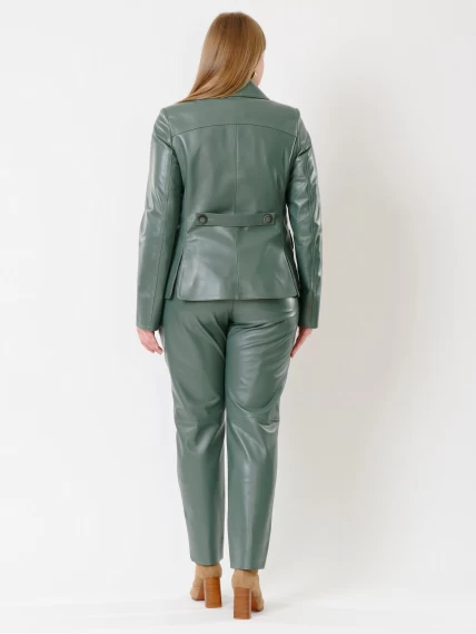 Кожаная куртка пиджак женская 302, оливковый, размер 48, артикул 91181-4
