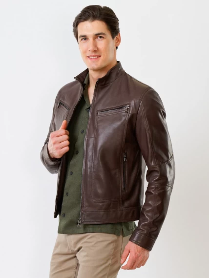 Кожаная куртка мужская 507, коричневая, размер 48, артикул 28591-5