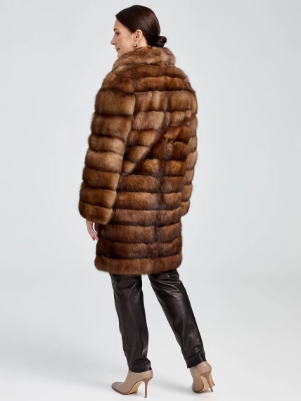 Зимний комплект женский: Шуба из меха соболя Лола + Брюки 03, коричневый/черный, размер 44, артикул 111344-2