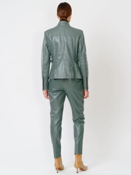 Кожаный комплект женский: Куртка 301 + Брюки 03, оливковый, размер 44, артикул 111166-2