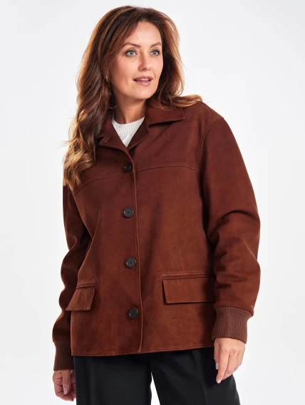 Удлиненная женская кожаная куртка бомбер премиум класса 3065, виски, размер 44, артикул 23780-0