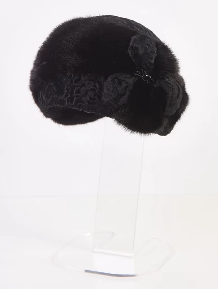 Головной убор из меха норки женский М-189, черный, размер 58, артикул 51385-0