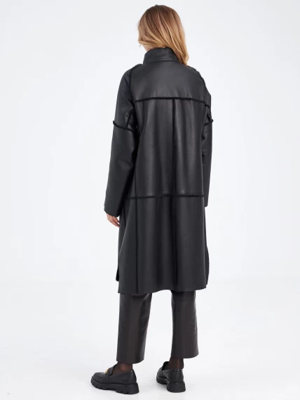 Молодежное женское пальто из натуральной овчины премиум класса 2029, черное, размер 50, артикул 63910-6