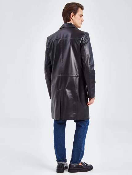 Классическое кожаное пальто мужское премиум класса 2010-11, черное, размер 58, артикул 71360-4