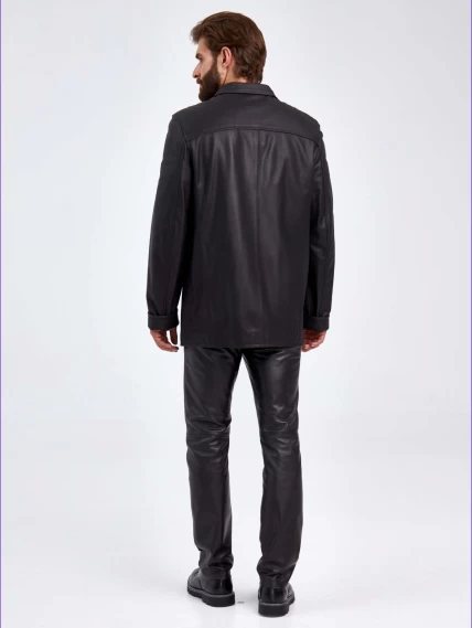 Кожаная куртка мужская 522, черная, размер 50, артикул 29340-2