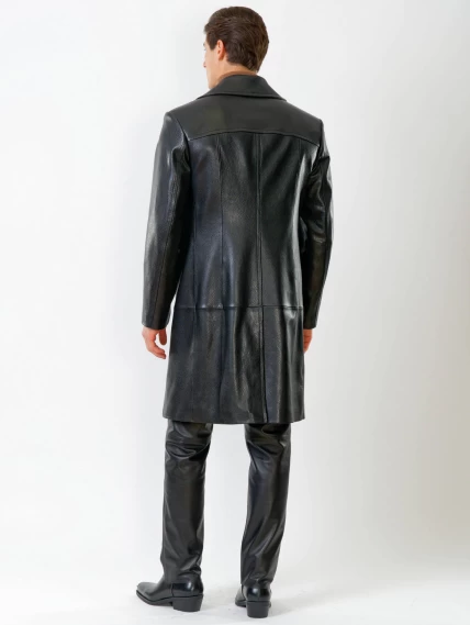 Двубортный мужской кожаный плащ премиум класса Чикаго, черный, размер 52, артикул 21121-4
