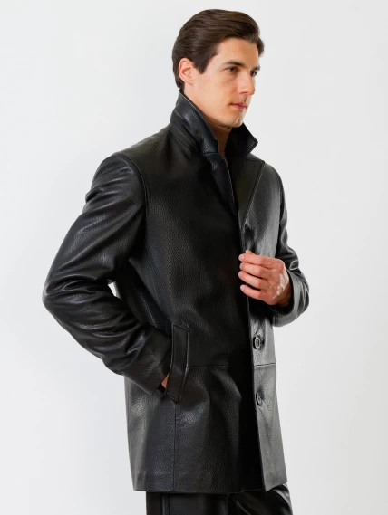 Кожаный костюм мужской: Пиджак 21/1 + Брюки 01, черный, размер 48, артикул 140020-5