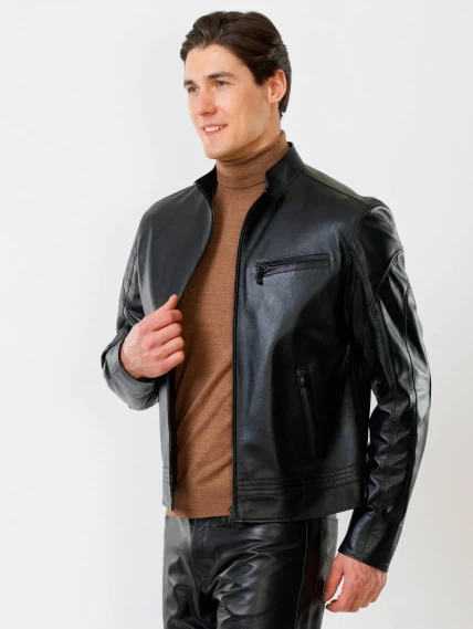 Кожаная куртка мужская 506о, черная, размер 48, артикул 27870-2