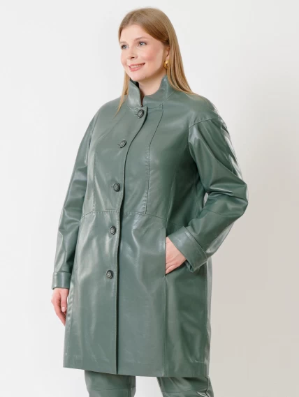 Кожаный комплект женский: Куртка 378 + Брюки 03, оливковый, размер 46, артикул 111159-6