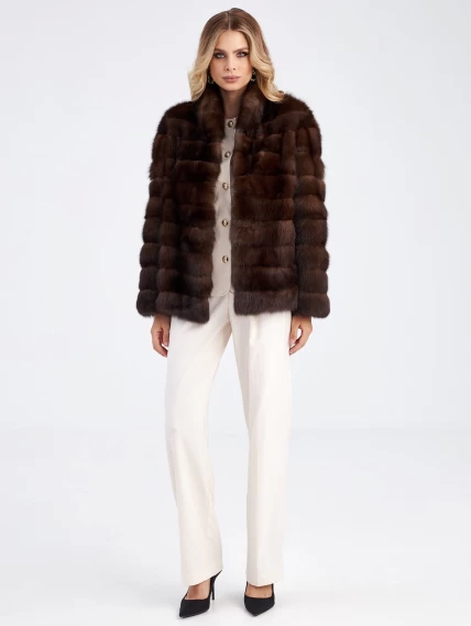 Женская куртка из меха соболя премиум класса 2а(с), темно-коричневая, размер 50, артикул 33940-1
