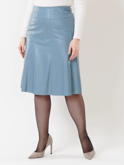 Кожаная юбка из натуральной кожи премиум класса 04, голубая, размер 48, артикул 85410-3