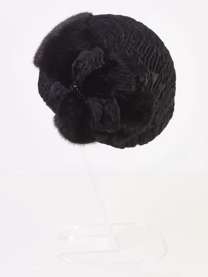 Головной убор из меха норки женский М-189, черный, размер 58, артикул 51385-1