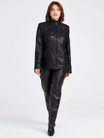 Замшевая куртка женская 336, черная, размер 46, артикул 91530-3