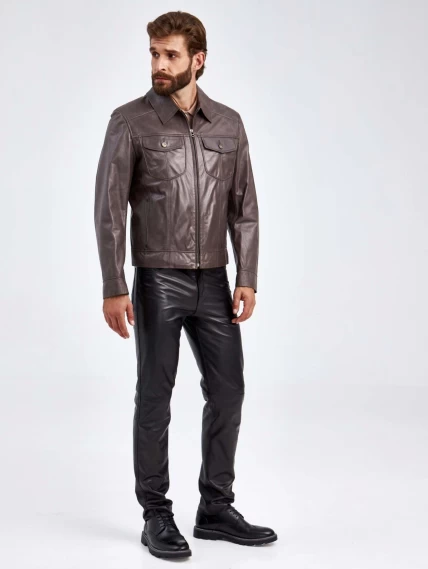 Короткая кожаная мужская куртка Ray, серая, размер 48, артикул 29290-5