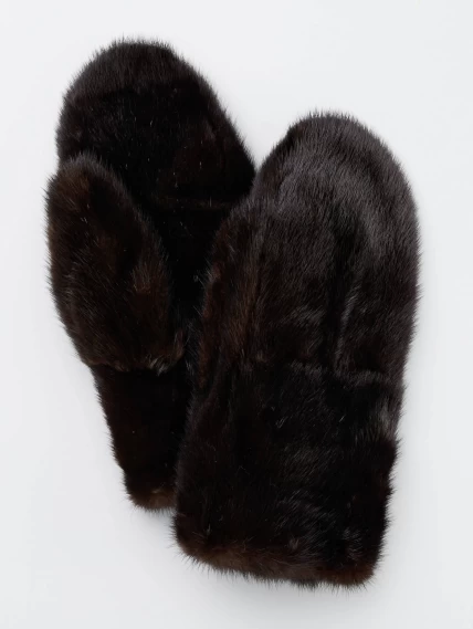Варежки из меха норки женские 228, черные, размер One Size, артикул 20420-0