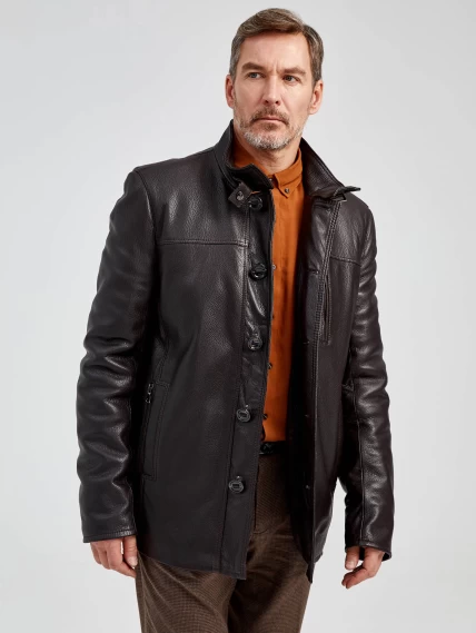 Кожаная куртка утепленная мужская 518ш, коричневая, размер 50, артикул 40470-1