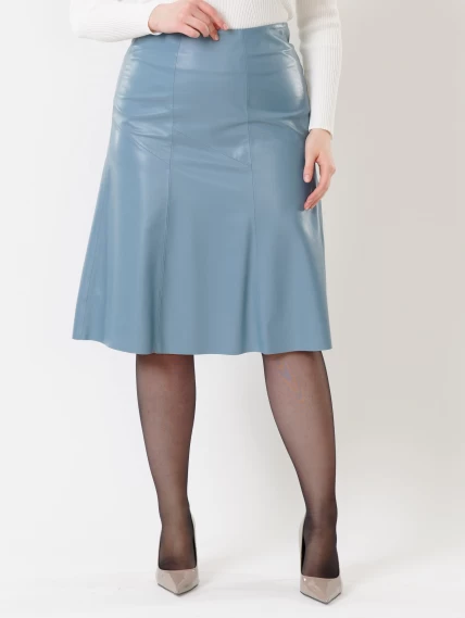 Кожаная юбка из натуральной кожи премиум класса 04, голубая, размер 48, артикул 85410-6