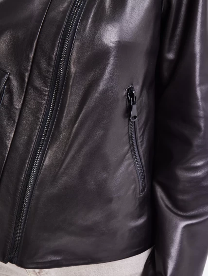 Короткая женская кожаная куртка косуха премиум класса 3032, черная, размер 44, артикул 23241-2
