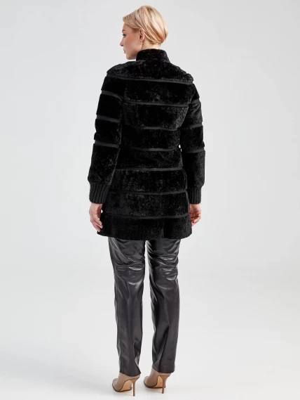 Демисезонный комплект женский: Куртка из астрагана 20мех + Брюки 03, черный, размер 42, артикул 111322-2