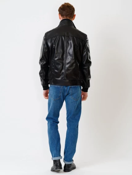 Кожаная куртка бомбер мужская премиум класса 521, черная, размер 48, артикул 28551-2