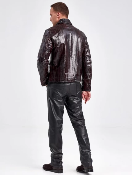 Мужская кожаная куртка из кожи морского угря 4433, бордовая, размер 46, артикул 23100-3