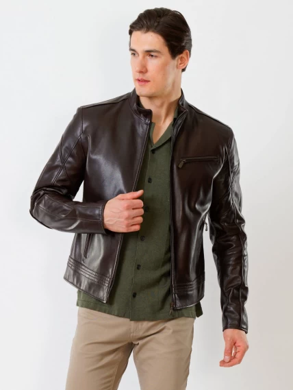 Кожаная куртка мужская 506о, коричневая, размер 48, артикул 28840-1
